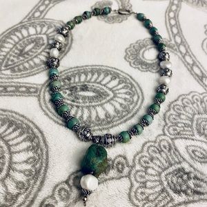 Handmade Natural Green Turquoise Pendant Necklace